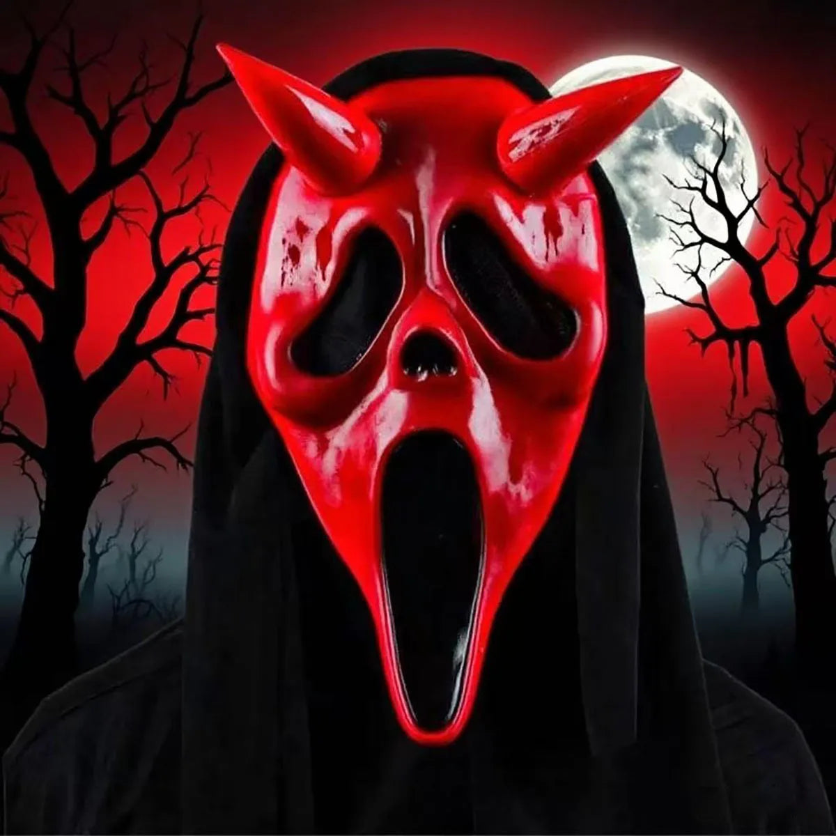 Halloween cosplay horror, funny screaming, grimace mask, scary headgear, adult dance props, latex NPC role play