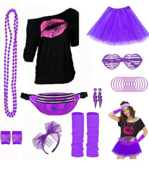 Hippie Fantasia 80s 90s Costume Women Disco Party Cosplay Disguise Adult Women Halloween Carnival Vintage Rock Clothes Hip-Hop