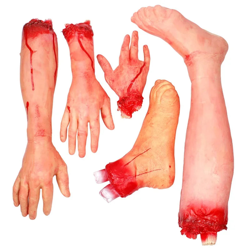 Halloween Decorations Horrible Blood Broken Fake Limbs Fingers Legs Arm Feet Latex Props Tricky Toys For Haunted House Decor