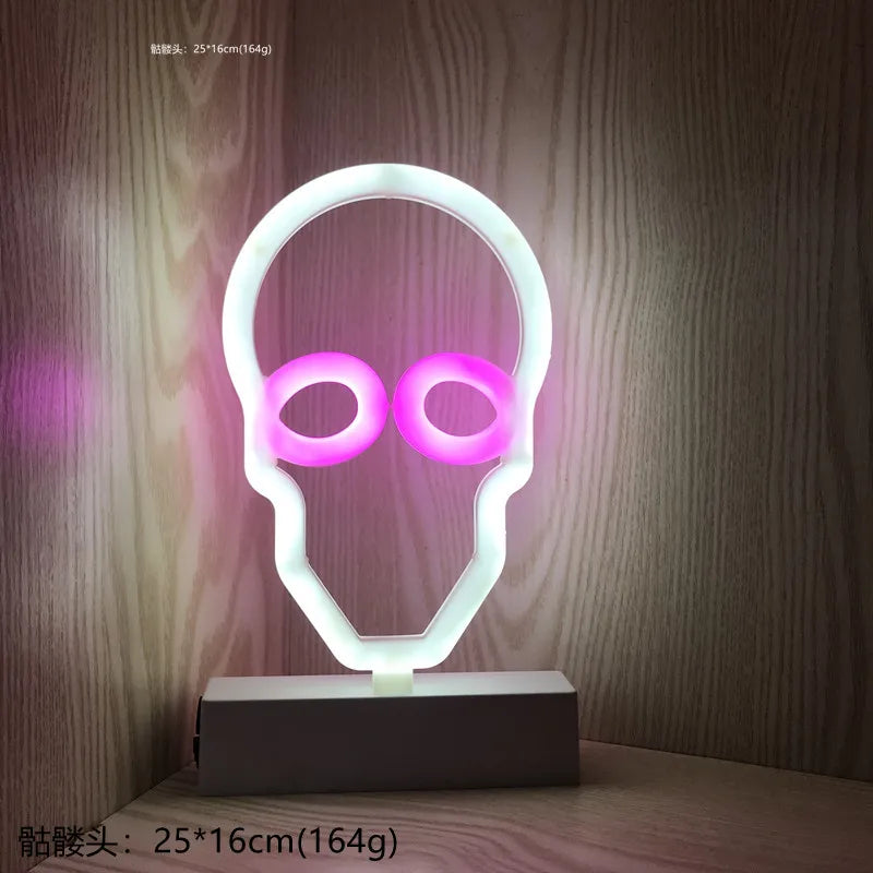 Halloween Decoration Neon Lights Witch Hat Candy Ghost Party Lamp for Bedroom Bar Coffee Decor Lighting Skull Baby Night Light