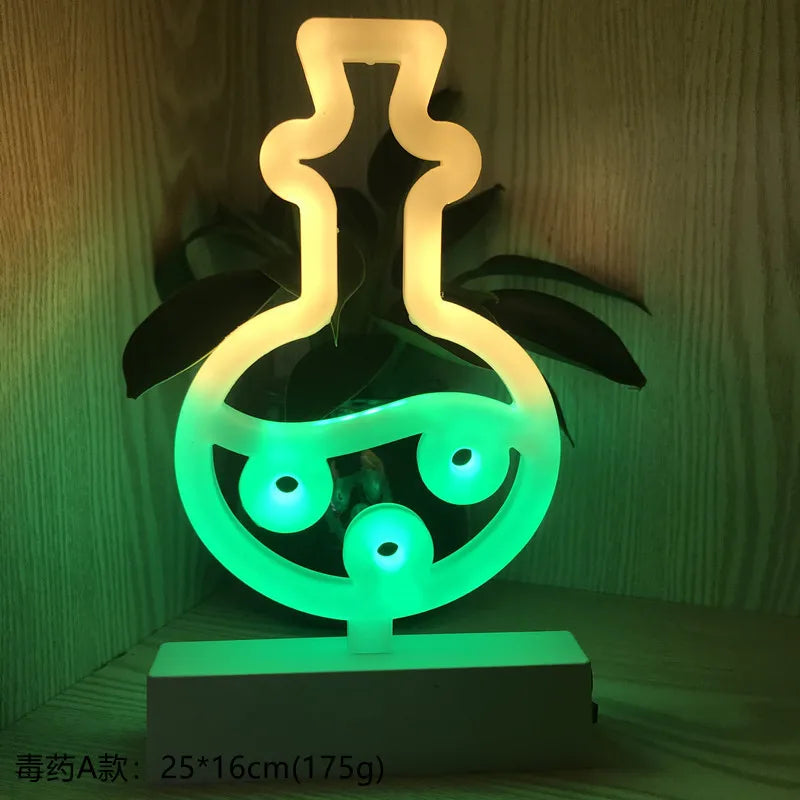 Halloween Decoration Neon Lights Witch Hat Candy Ghost Party Lamp for Bedroom Bar Coffee Decor Lighting Skull Baby Night Light