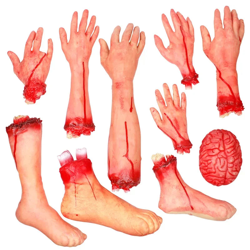 Halloween Decorations Horrible Blood Broken Fake Limbs Fingers Legs Arm Feet Latex Props Tricky Toys For Haunted House Decor