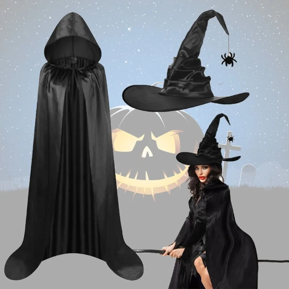 Classic Bat Hat Halloween Cloak Party Props Funny Grim Reaper Cloak Costume Halloween Cosplay Hooded Cape Halloween Party