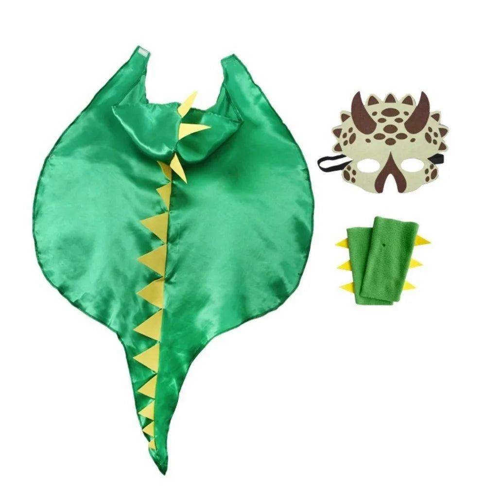 Fancy Mask Dragon Cloak Hooded Cape Cosplay Costumes Halloween Kids Costume Golves Dinosaur Costume Party
