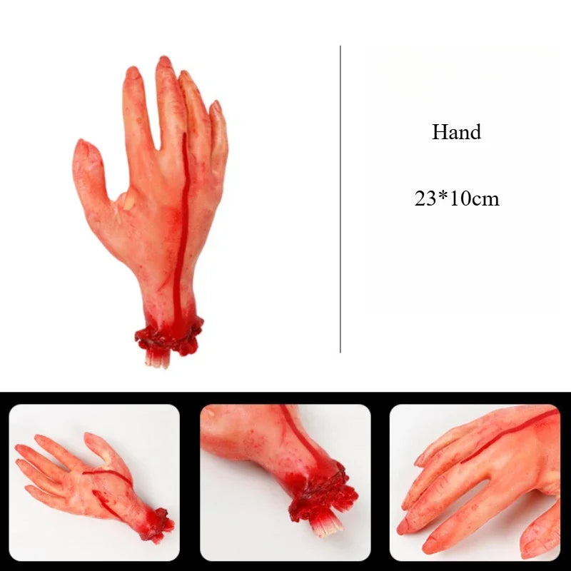 Halloween Decorations Horrible Blood Broken Fake Limbs Fingers Legs Arm Feet Latex Props Tricky Toys For Haunted House Decor