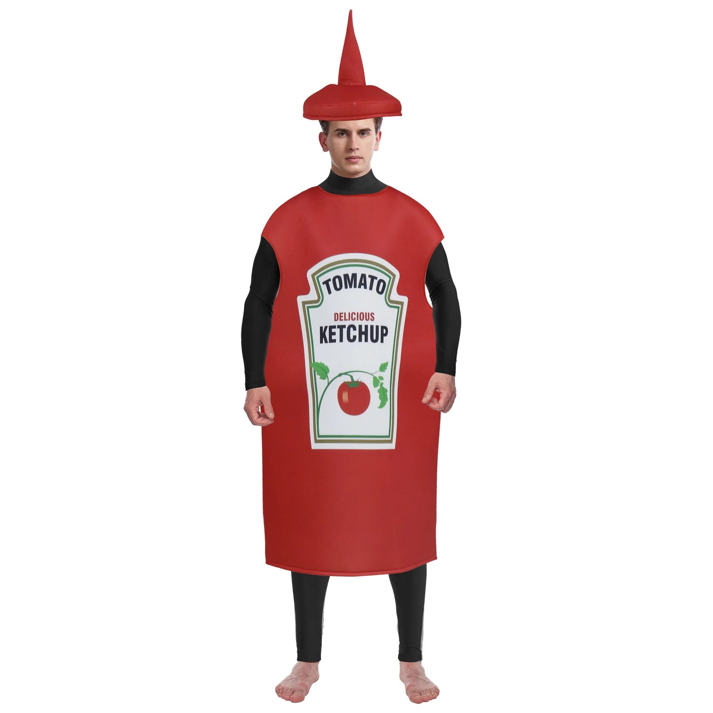Festival Costumes Red Tomato Delicious Ketchup Costume Adult Boy Girl Funny Disguise Suit Yellow Halloween Cosplay Party Clothes
