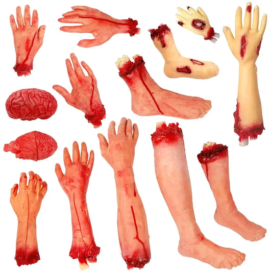 Halloween Decorations Horrible Blood Broken Fake Limbs Fingers Legs Arm Feet Latex Props Tricky Toys For Haunted House Decor